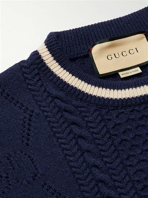 gucci cable and pointelle knit wool sweater|net a porter Gucci.